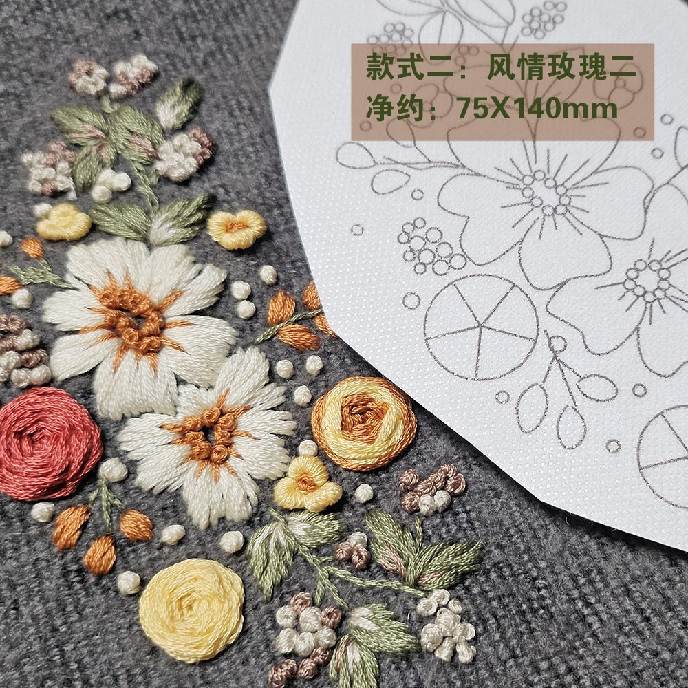 Water soluble sticker embroidery pattern