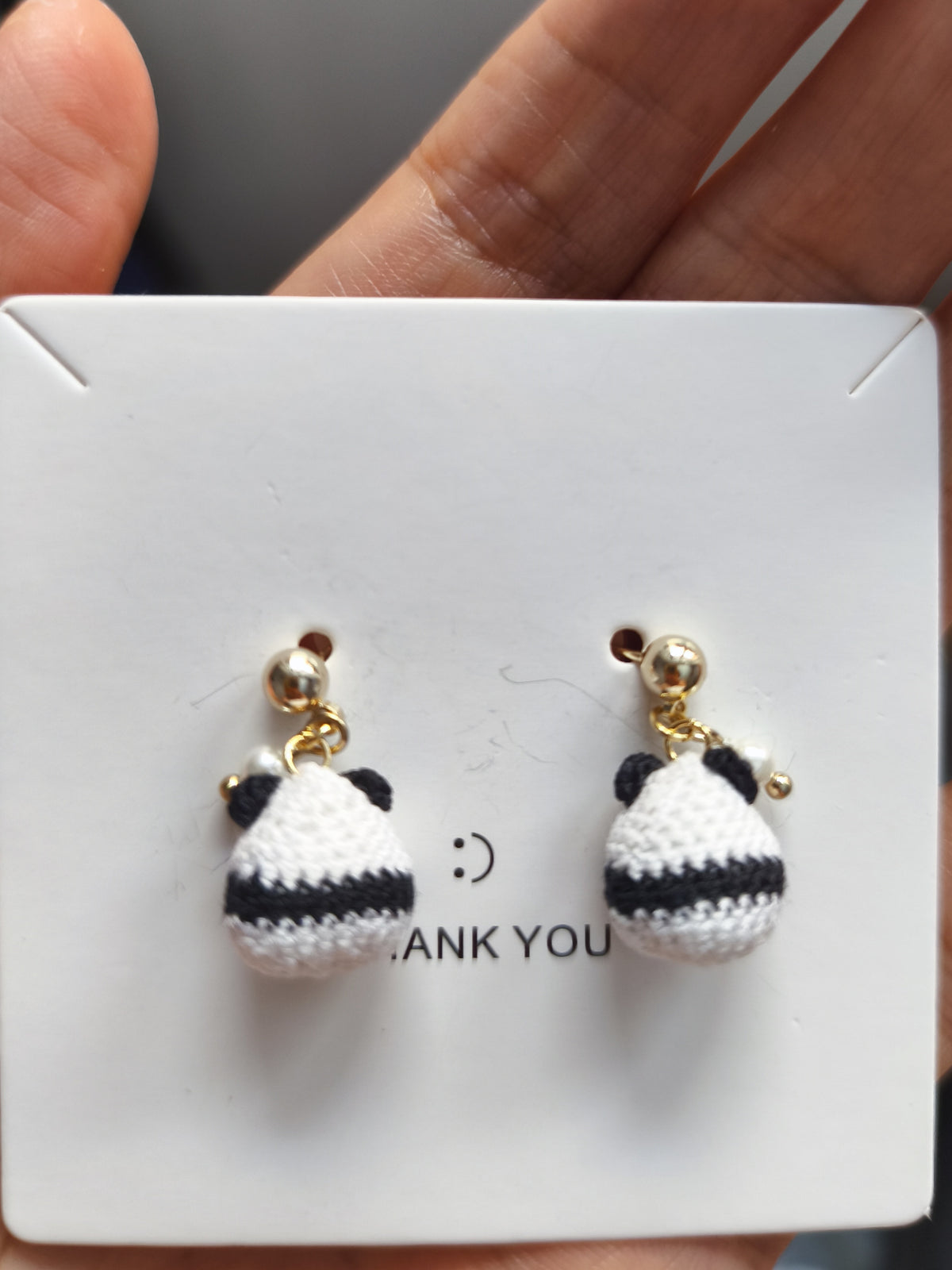 Panda micro crochet earring handmade