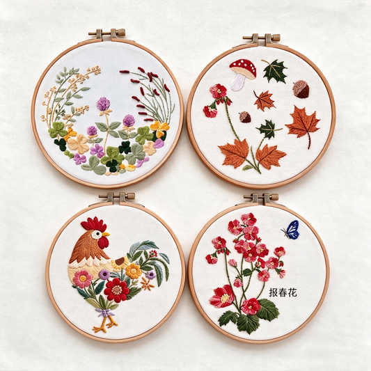 Fall collection-animal and flower mixed(water soluble pattern)4pcs
