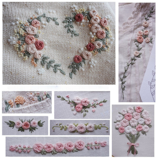 Heart shape floral water soluble embroidery pattern-easy and no drawing pattern