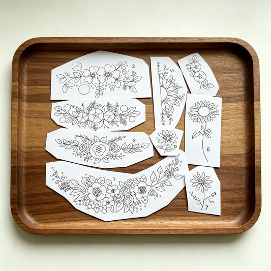 Water soluble sticker embroidery pattern
