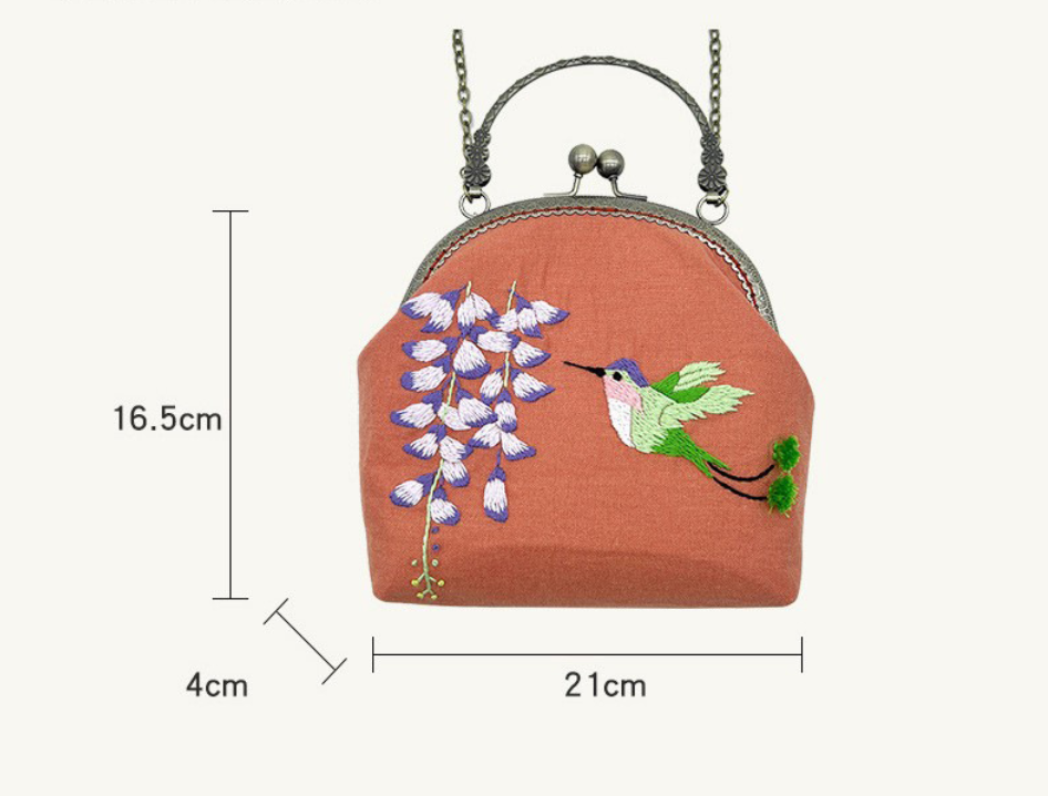 Embroidery Shoulder bag gold open,  handmade creative crossbody tote bag for women,for gift