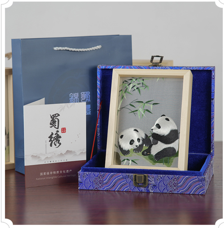 Chinese  silk embroidery- panda for table decoration,gift(finished products))