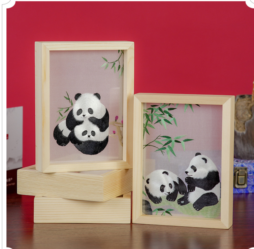 Chinese  silk embroidery- panda for table decoration,gift(finished products))