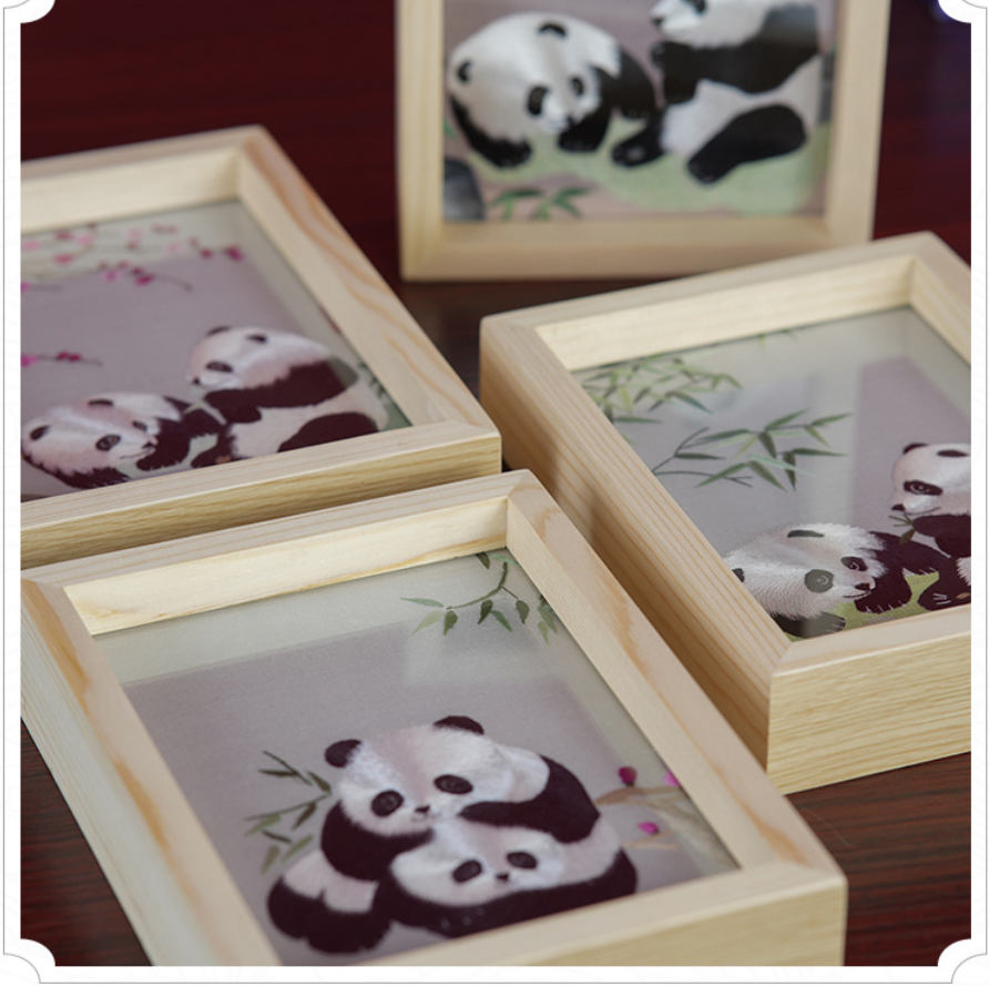 Chinese  silk embroidery- panda for table decoration,gift(finished products))