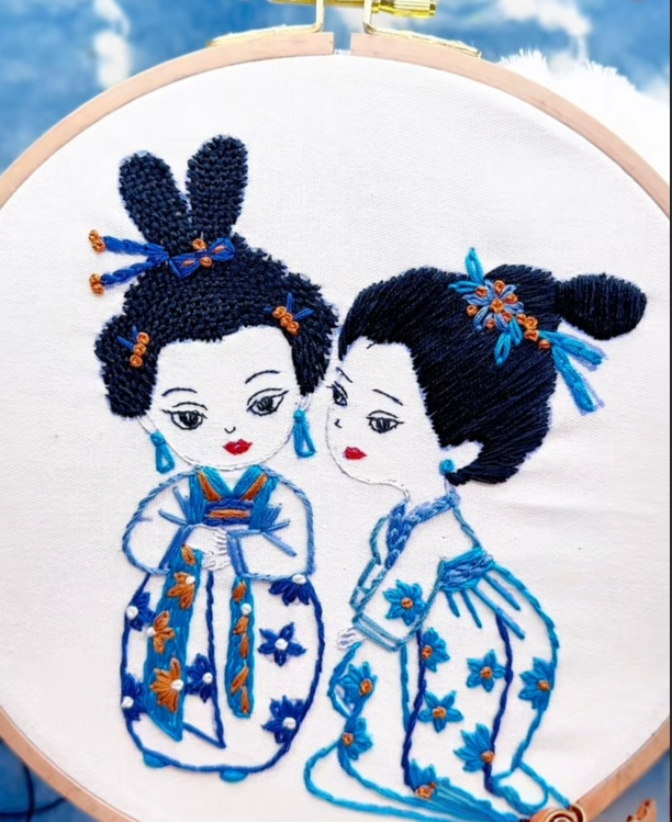 Vintage beauty embroidery pattern-digital pattern