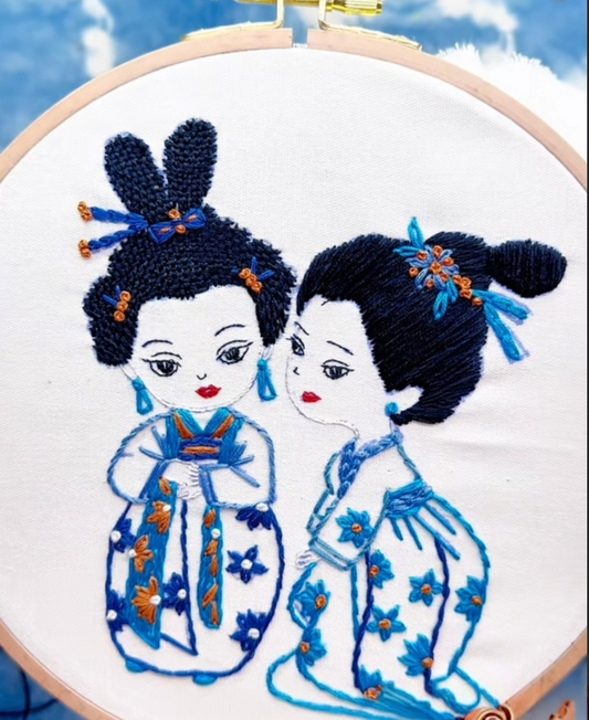 Vintage beauty embroidery pattern-digital pattern