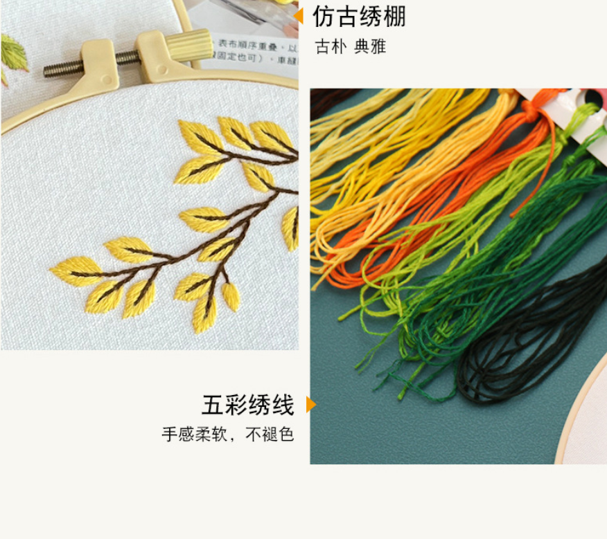 Bird embridery kit for beginner-diy handmade embroidery set with pattern,fabric,hoop,thread