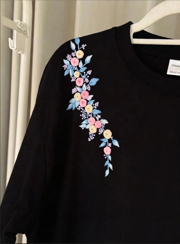 Embroidery stick pattern for sewing flower on clothes colloar shoulder