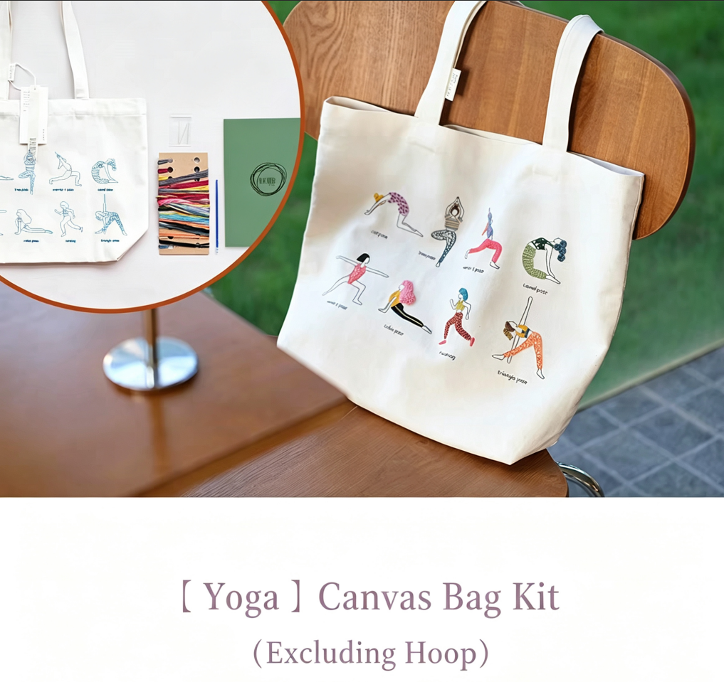 Embroidery canvas bag diy material kits(with pattern,floss,needle)