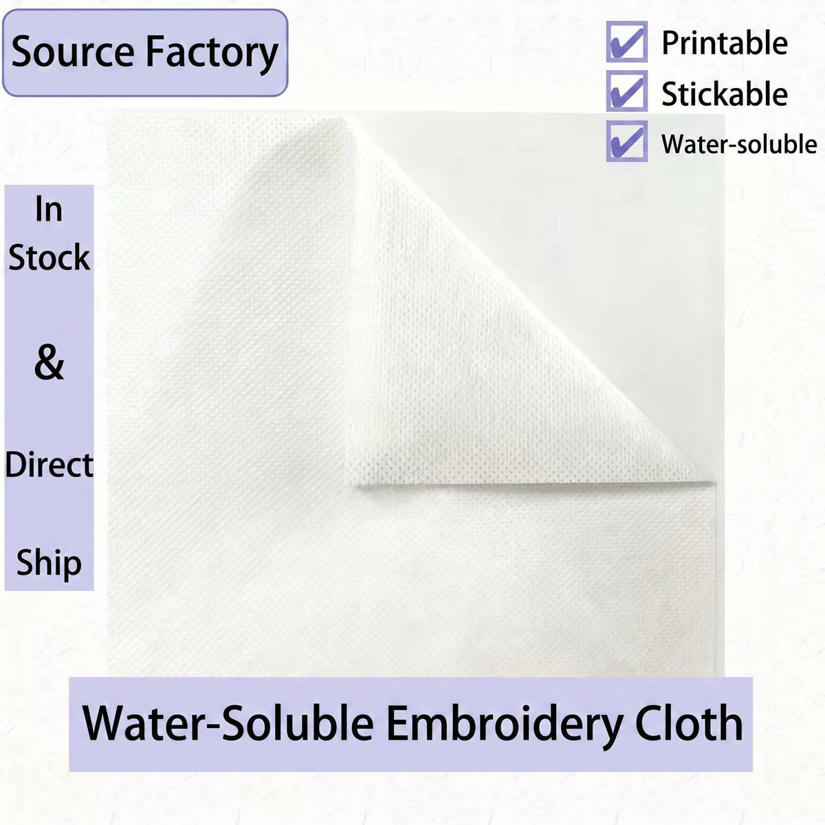 Water soluble paper for embroidery