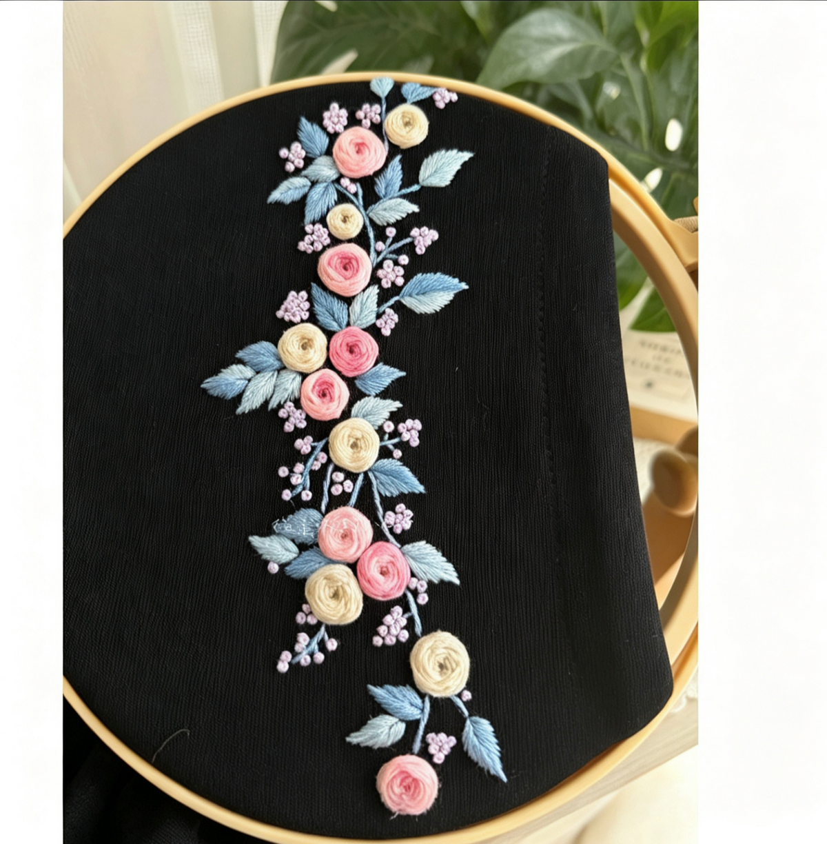 Embroidery stick pattern for sewing flower on clothes colloar shoulder