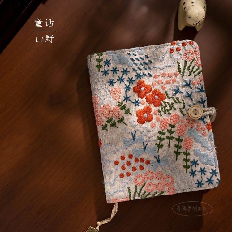 HandmadeEmbroidered Notebook Journal, 180 Pages A5 blank Journal for Women, Fabric Cover with Embroidery Flowers