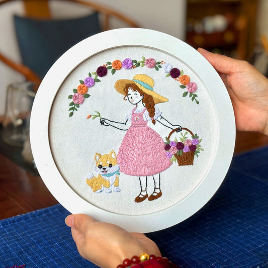 Lovely girl embroidery-digital pdf pattern