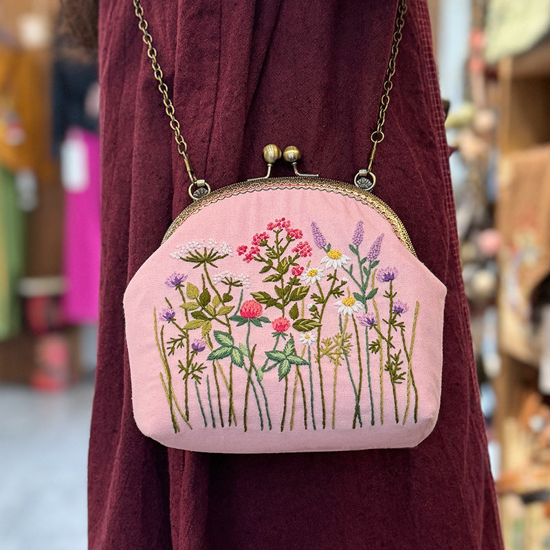 Embroidery Shoulder bag gold open,  handmade creative crossbody tote bag for women,for gift