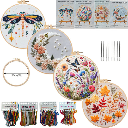 The embriodery kits-flower-dragonfly