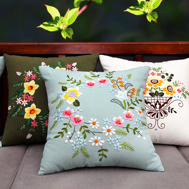Pillow cushion cover-Embroidery  material kits