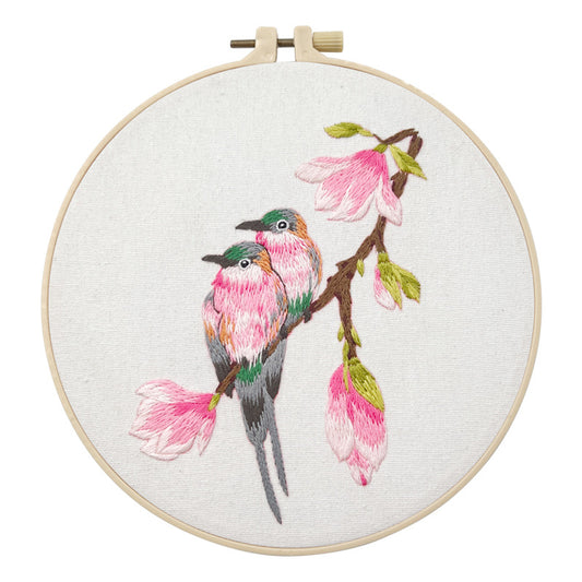 Bird embridery kit for beginner-diy handmade embroidery set with pattern,fabric,hoop,thread