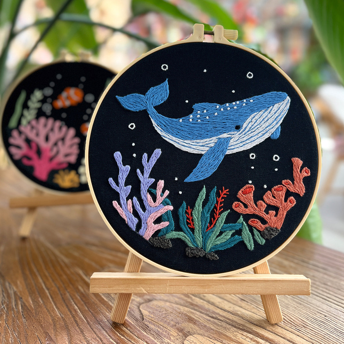 Ocean animals embroidery kit for beginner with fabric,thread,needles