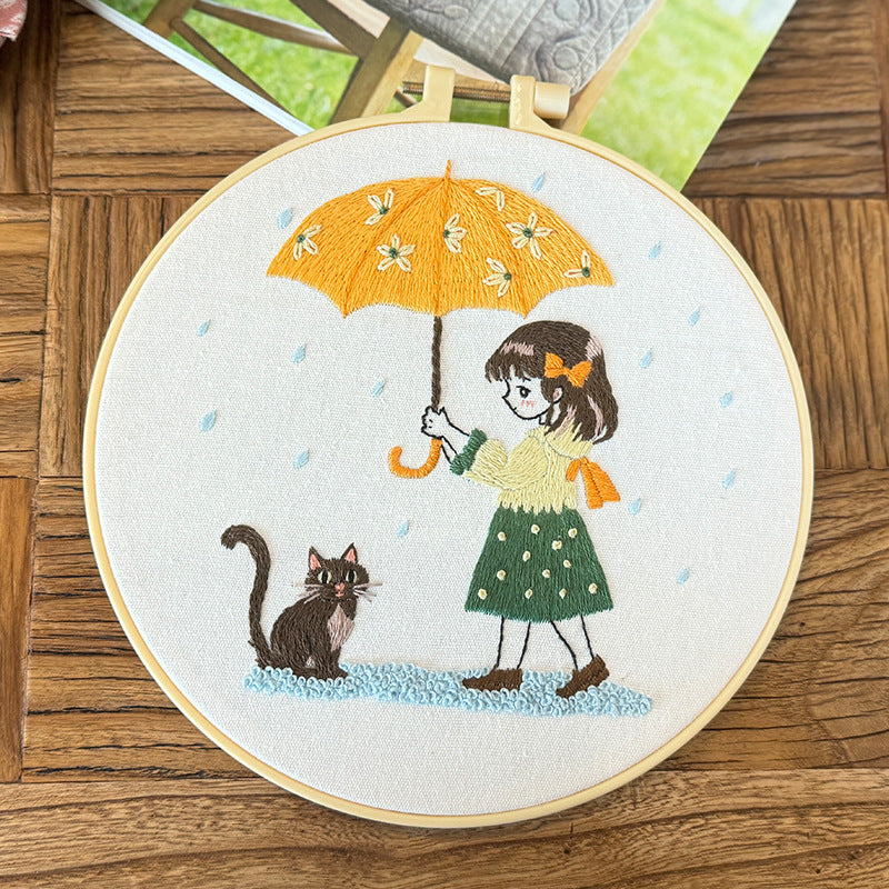 Four lovely girl embroidery kits for beginner-with fabric,needles, floss