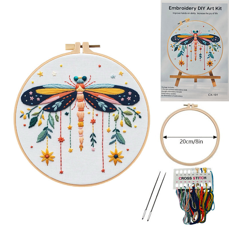 The embriodery kits-flower-dragonfly