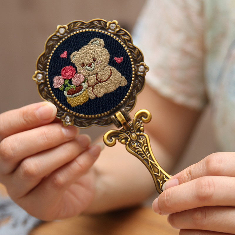 Embroidery make up mirror foldable