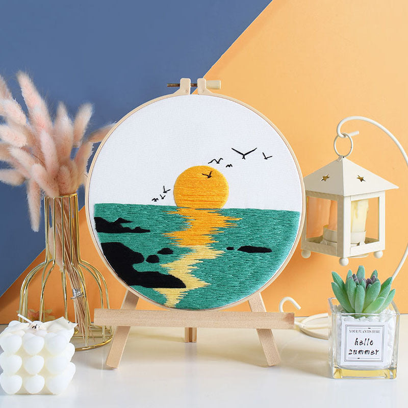 Embrodery kit for beginner-landscape cellection