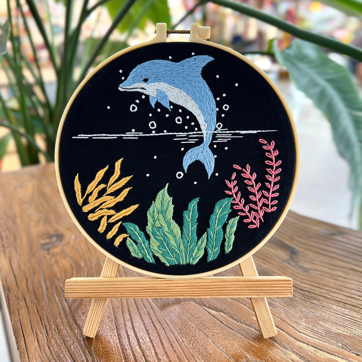 Ocean animals embroidery kit for beginner with fabric,thread,needles