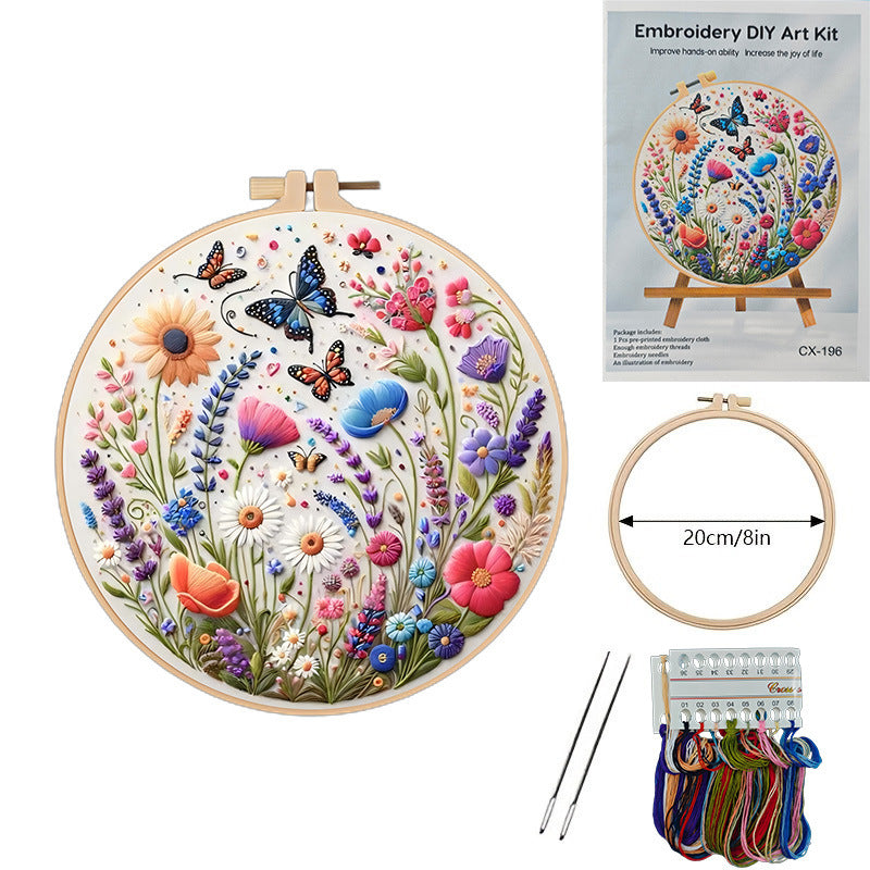 The embriodery kits-flower-dragonfly