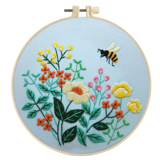 Bees and flower embridery pattern-digital versions