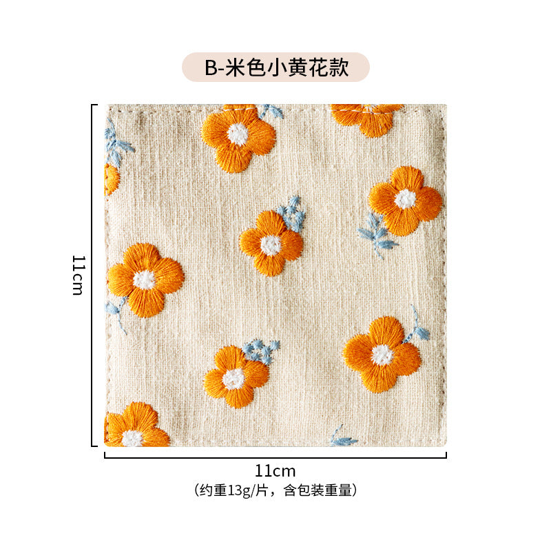 Embroidered coaster mug rug for tea coffee