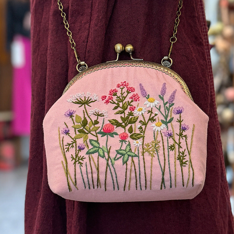 Embroidery Shoulder bag gold open,  handmade creative crossbody tote bag for women,for gift