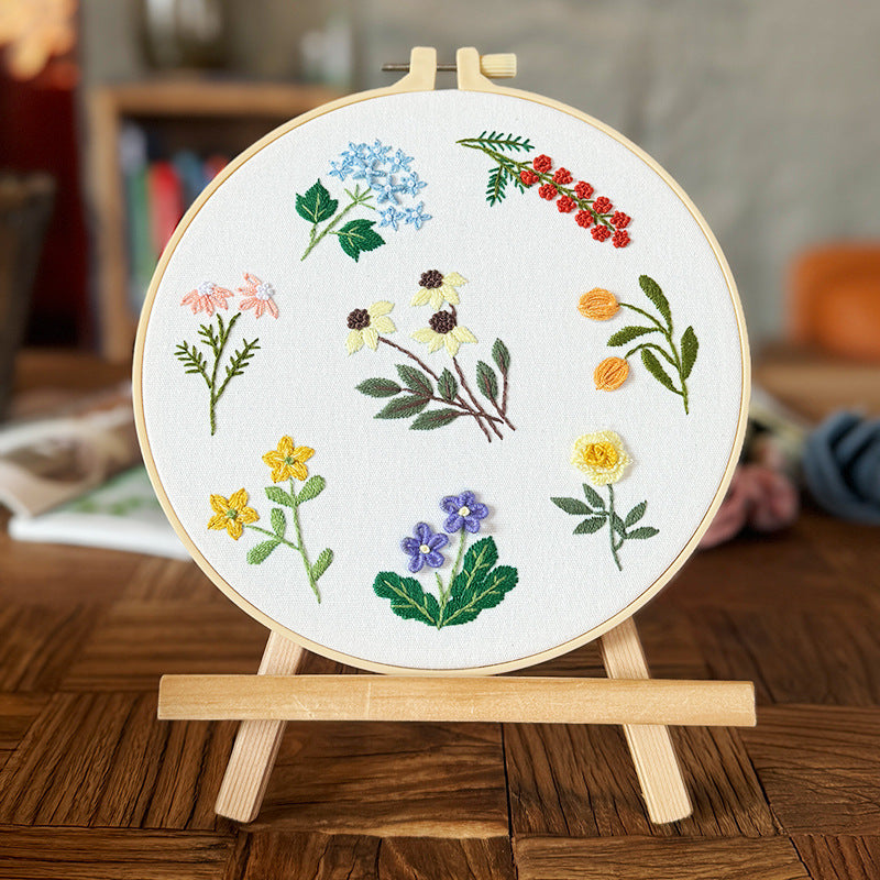 Maple leave mushroom embroidery kit for beginner with fabric,needle,thread