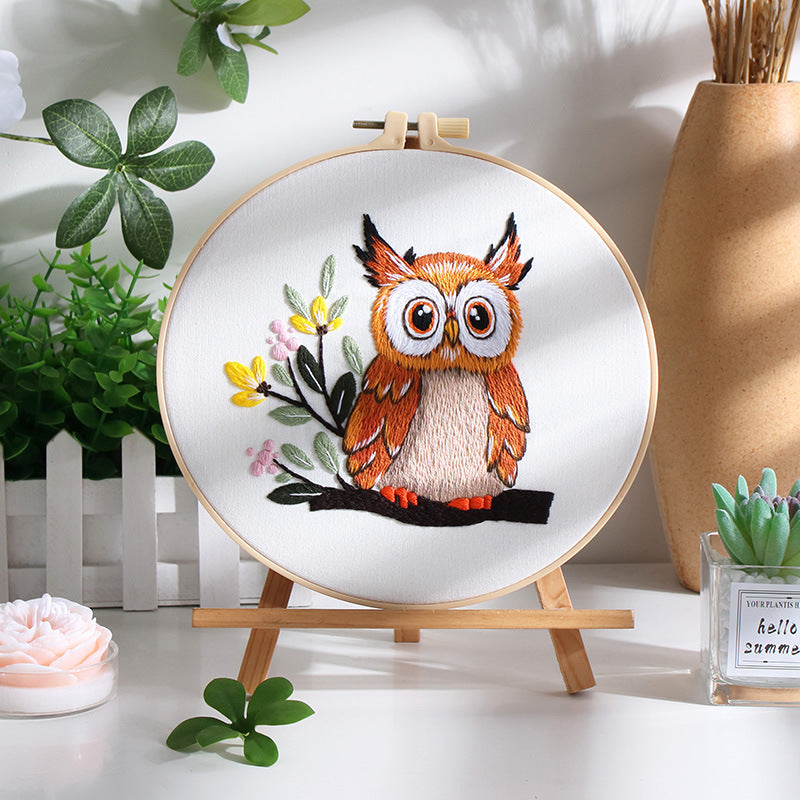 Owl embroidery kits-with thread,hoop,pattern,fabric
