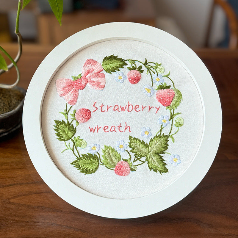 Strawberry fruit embroidery kits for beginner-with fabric,thread,needles