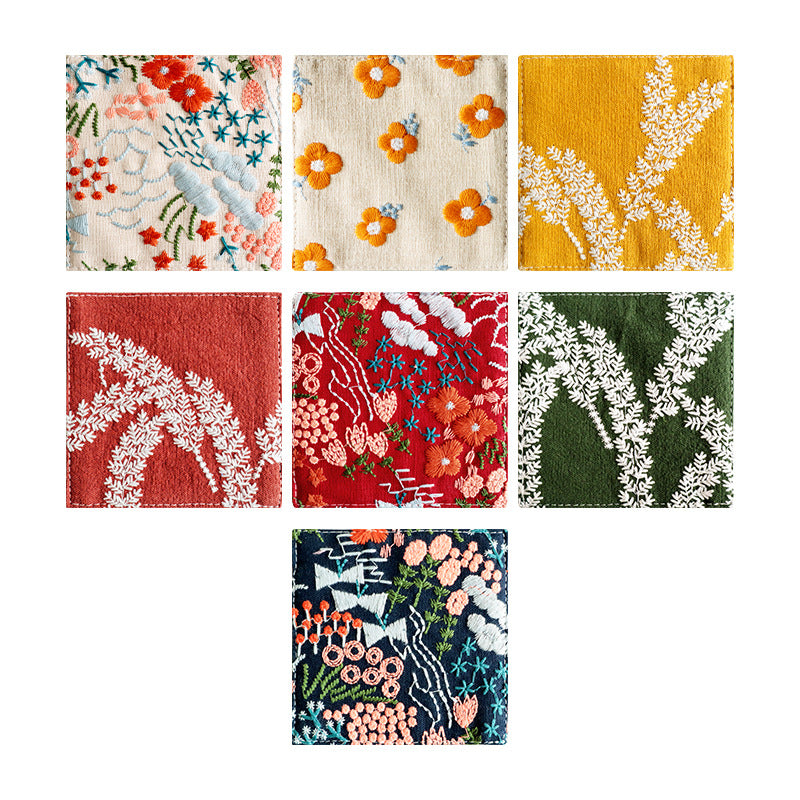 Embroidered coaster mug rug for tea coffee
