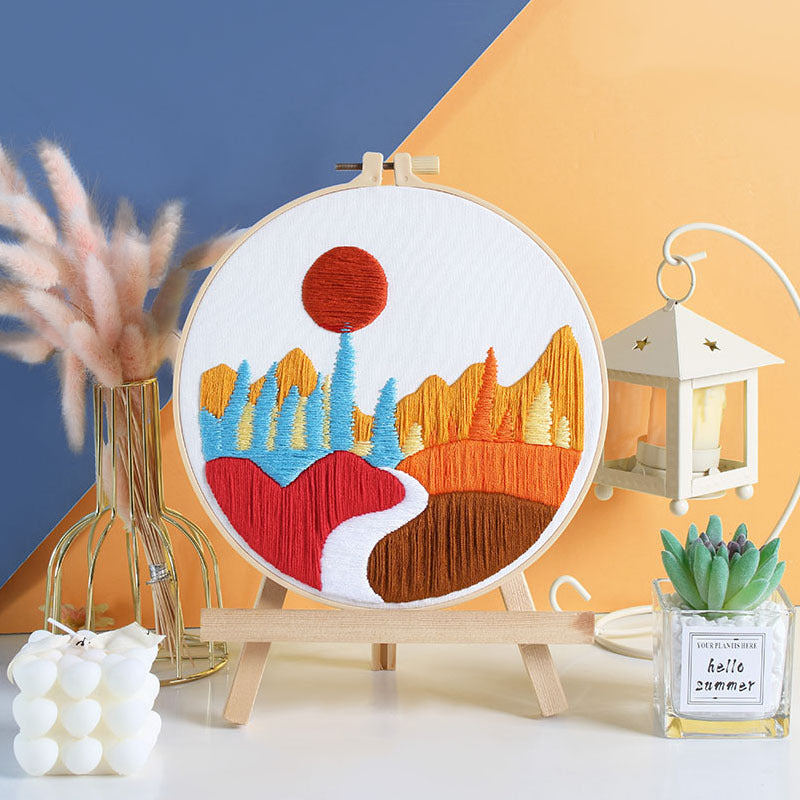 Embrodery kit for beginner-landscape cellection