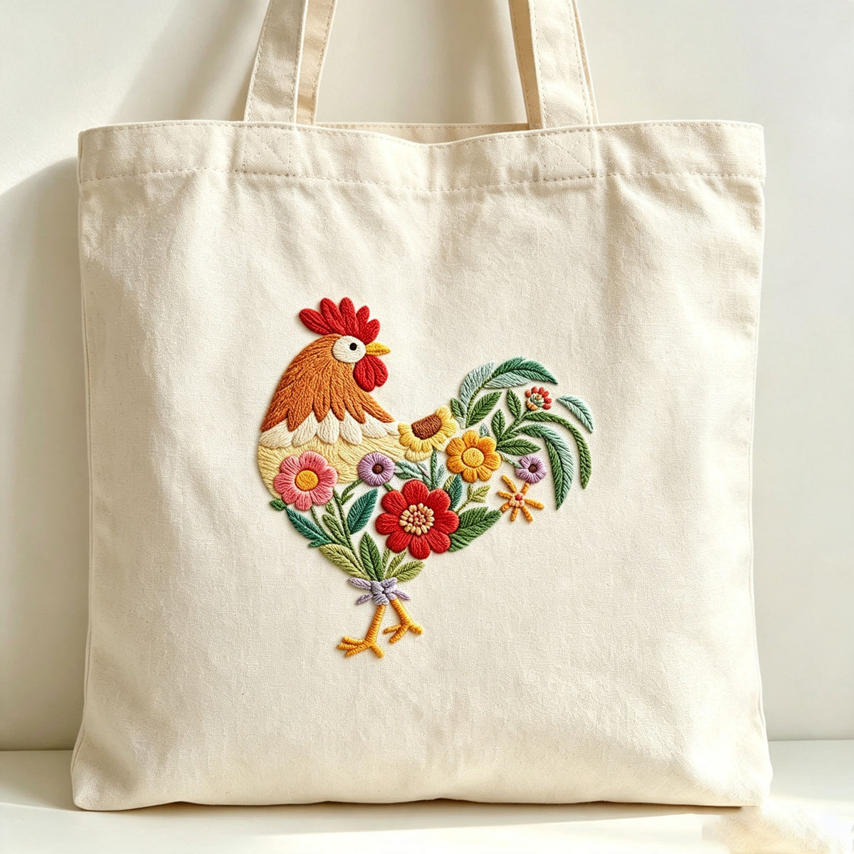 Rooster material kit for beginner,embroidery whole set with hoop,needle,floss,fabric