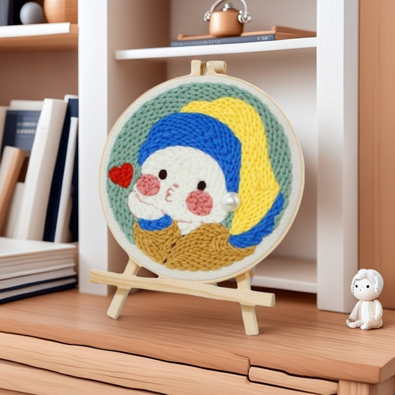 Punch needle Girl with  Pearl Earring