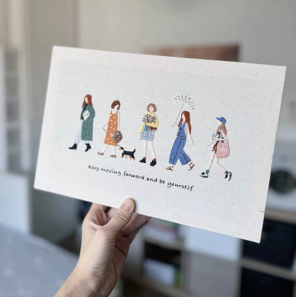5 Five girls Embroidery pattern(keep moving foward and be yourself