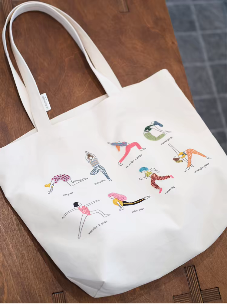 Embroidery canvas bag diy material kits(with pattern,floss,needle)