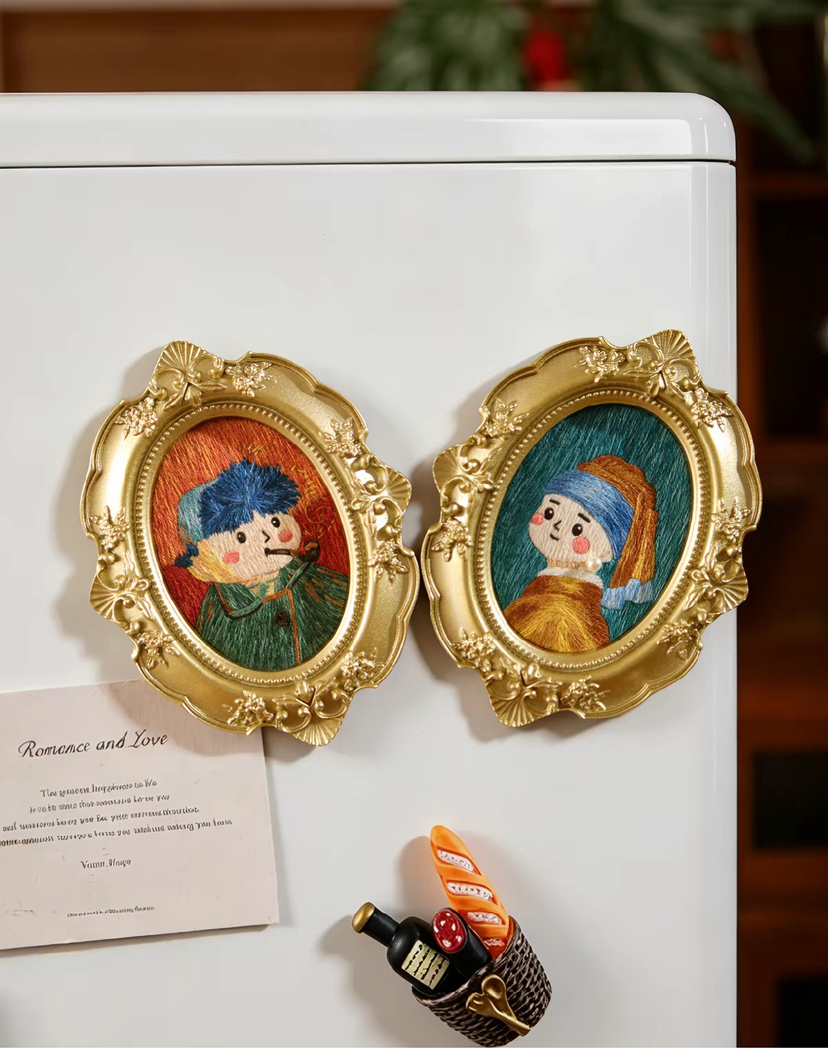 Embroidery magnet for refridge(material kit)with tools,pattern,floss,frame)