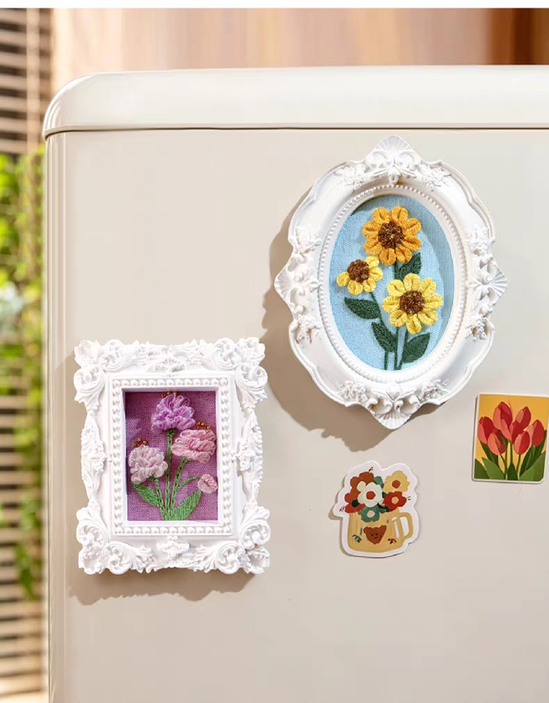 Embroidery magnet for refridge(material kit)with tools,pattern,floss,frame)
