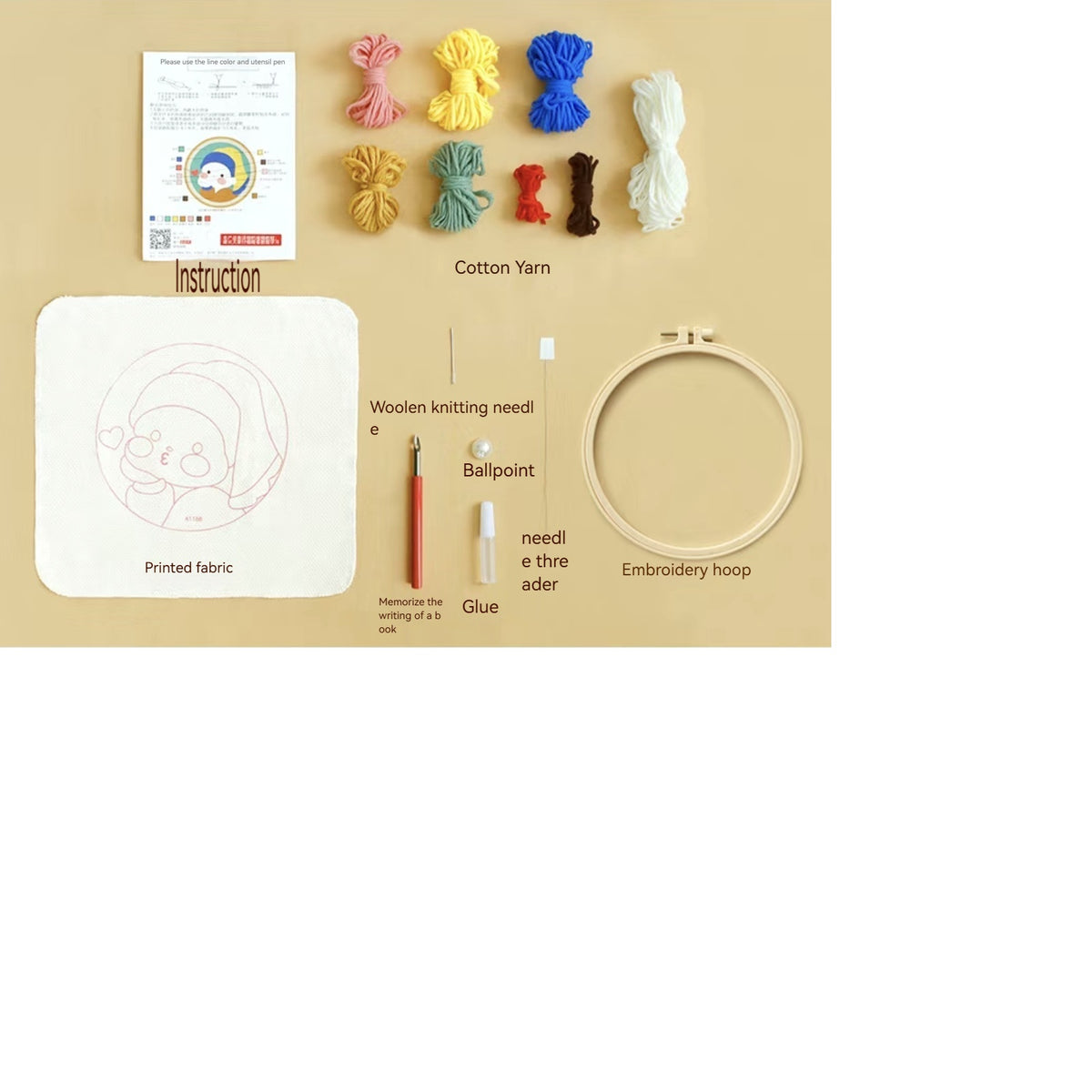 Lovely panda punch needle kit, Punch Embroidery Kits for Adults Beginner, Tool with Punch Needle Fabric, Hoops, Yarns and Sewing Needles